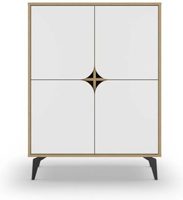 Dulap alb/în culoare naturală cu aspect de lemn de stejar 90x120 cm Nola – Marckeric