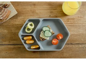 Farfurie pentru copii gri din silicon 16x25 cm – Kindsgut