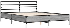 3280055 vidaXL Cadru de pat, gri sonoma, 160x200 cm, lemn prelucrat și metal