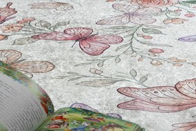 BAMBINO 61450 cerc covor lavabil Fluturi pentru copii anti-alunecare - cremă / roz