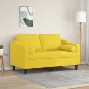 vidaXL Canapea cu 2 locuri cu pernuțe, galben deschis, 120 cm, textil