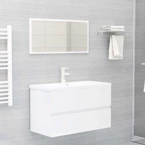 3071600 vidaXL Set mobilier de baie, alb extralucios, lemn prelucrat