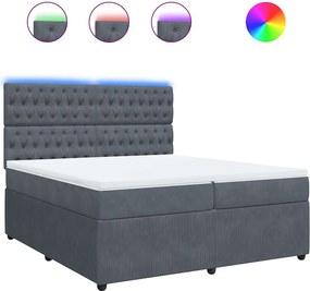 vidaXL Pat box spring cu saltea, gri închis, 200x200 cm, catifea