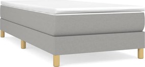 vidaXL Pat box spring cu saltea, gri deschis, 90x200 cm, textil