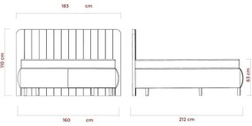 Pat tapițat ALEXA 160 x 200 cm, bej, cu saltele și spațiu de depozitare