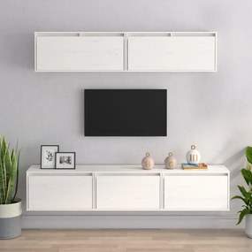 3100150 vidaXL Comode TV, alb, 5 buc., lemn masiv de pin