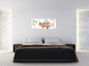 Tablou - Acuarelă elefant într-un avion (120x50 cm)