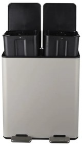 Coș de gunoi taupe pentru reciclare/cu pedală 2x20 l din oțel Aliya – Spirella