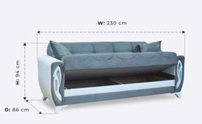 Canapea Oxford, culoare azur, 230 x 86 cm