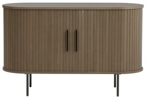 Comodă maro cu aspect de lemn de stejar cu ușă glisantă 120x76x45 cm Nola – Unique Furniture