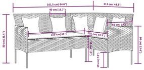 Canapea de gradina in forma L, cu perne, negru, poliratan 1, Negru