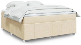 vidaXL Pat continental cu saltea, crem, 180x200 cm, textil