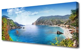 Tablou pe panza canvas Bay Peisaj Gri Maro Verde Albastru