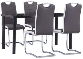 Set mobilier de bucatarie, 5 piese, gri, piele ecologica Gri, 5