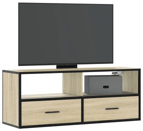 848930 vidaXL Dulap TV stejar sonoma, 100x31x39,5 cm, lemn prelucrat și metal