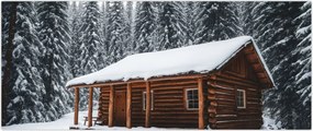 Tablou - Cabană acoperită de zăpadă (120x50 cm)