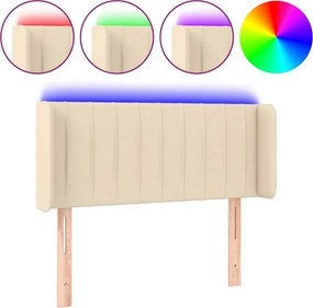 vidaXL Tăblie de pat cu LED, crem, 103x16x78/88 cm, textil