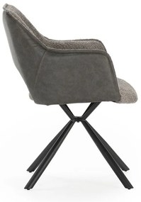 Set de scaune de sufragerie gri cu cotiere 2 buc. tapițat Mariel – Marckeric