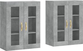 vidaXL Dulapuri de perete, 2 buc., gri beton, lemn prelucrat