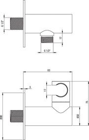 Racord pentru furtun cu suport de dus manual Deante Silia auriu periat