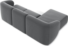 Colțar gri cu tapițerie din catifea (cu colț pe partea stângă/cu șezlong) Lani – Makamii