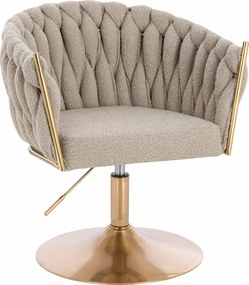 HR750N Scaun Latte Boucle cu Bază Aurie