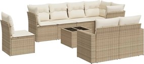 vidaXL Set canapele de grădină, 9 piese, cu perne, bej, poliratan