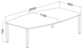Masa de intalnire ProOffice 200 x 110 cm, nuc