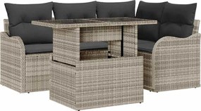 vidaXL Set de canapele pentru grădină 5 pcs Gri deschis Poli Rattan