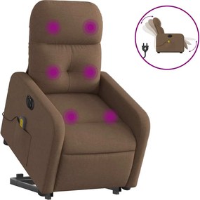 vidaXL Fotoliu electric de masaj rabatabil cu ridicare, maro, textil
