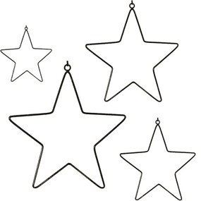 Decoratiune de Craciun suspendata BLACK STARS, set 4 buc.