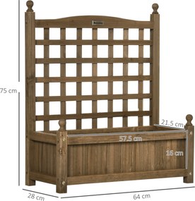 Outsunny Jardinieră cu spalier recipient pentru flori jardinieră pe picior 64 x 28 x 75 cm inserturi de irigare lemn masiv | Aosom Romania