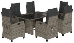 3212924 vidaXL Set mobilier de grădină cu perne, 7 piese, gri, poliratan