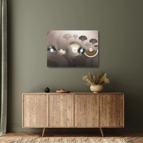 Tablou pe sticlă - Abstract maro-auriu (70x50 cm)