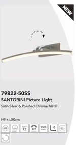 Aplica de perete LED pentru oglinda sau tablou Santorini argintiu, L-50cm
