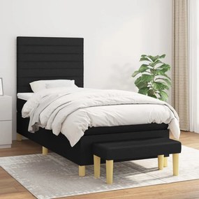 3137199 vidaXL Pat box spring cu saltea, negru, 90x190 cm, textil