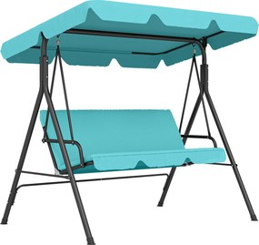 Outsunny Balansoar de grădină exterior, 3 locuri, copertină reglabilă și cadru din oțel 172x110x153 cm Verde turcoaz | Aosom Romania