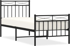 vidaXL Cadru pat metalic cu tăblii de cap/picioare, negru, 75x190 cm