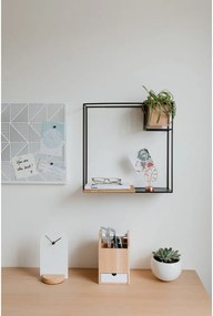 Raft de perete din metal cu ghiveci pentru flori Umbra Cubist, 38 x 38 cm, negru