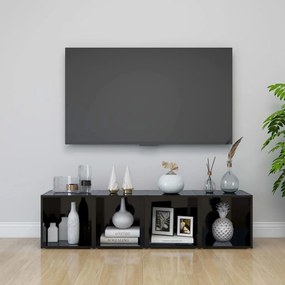 vidaXL Comode TV, 4 buc., negru extralucios, 37x35x37 cm, PAL