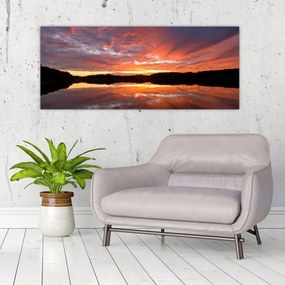 Tablou - Apus de soare peste lac (120x50 cm)
