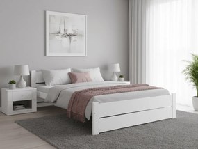 Pat dublu Culoare alb, IKAROS DOUBLE 160 x 200 cm Saltele: Cu saltele Sommera 18 cm, Somiera pat: Cu lamele curbate