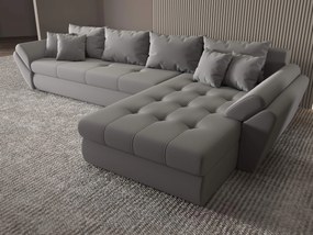 Colțar extensibil dumonde cu ladă de depozitare si sezut confortabil din spuma high-density, Loana XL Royal Gri II 335x185 cm