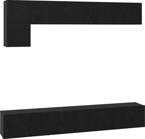vidaXL Set comodă TV Pe perete 5 pcs Stejar Negru Lemn compozit
