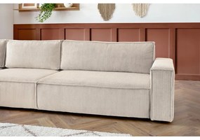 Colțar crem cu tapițerie din catifea reiată (cu colț pe partea stângă ) Nihad modular – Bobochic Paris