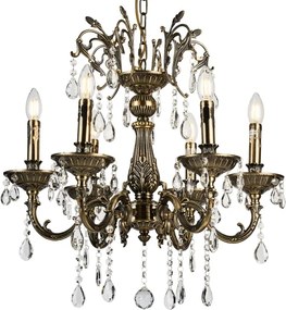 Lustră de cristal pe lanț Brilagi CLASSIC 6xE14/60W/230V alamă
