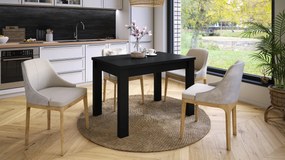 Mazzoni FONTE Negru Mat - MASĂ CLASICĂ DE BUCĂTĂRIE/LIVING EXTENSIBILĂ PÂNĂ LA 130 sau 155 cm!