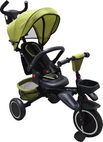 Tricicleta pliabila cu copertina Baby Care™ Folding Trike, Roti din spuma cauciucata EVA, Pedale si maner pentru parinti, Scaun reversibil cu rotire