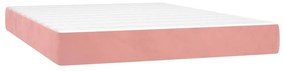 Pat box spring cu saltea, roz, 140x190 cm, catifea Roz, 140 x 190 cm, Benzi orizontale