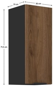 Dulap superior de bucătărie Monzesa 30 G 72 1F (nuc okapi + negru) . 1096966